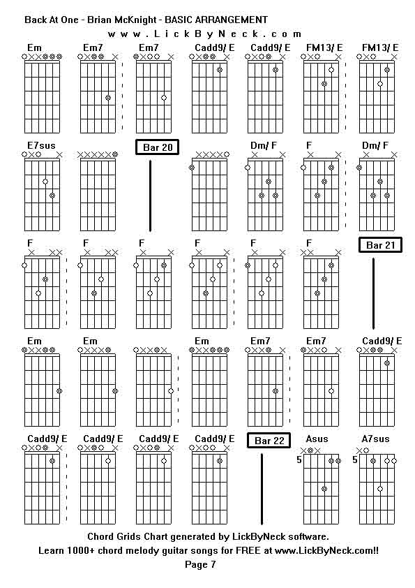 Chord Grids Chart of chord melody fingerstyle guitar song-Back At One - Brian McKnight - BASIC ARRANGEMENT,generated by LickByNeck software.